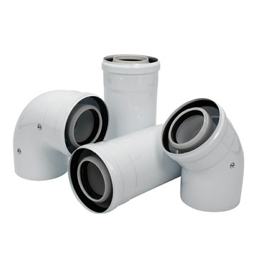 排煙管 排氣管 燃氣地暖壁掛爐雙層排煙管鍋爐鑄鋁煙道延加長排氣直管彎頭煙筒【CM21820】