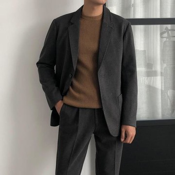 加厚秋冬季毛呢小西服男套裝休閑百搭上衣單西高級感呢子西裝外套
