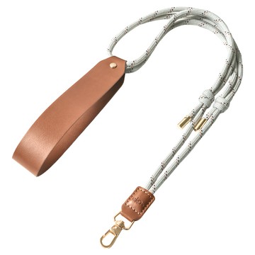 ekax 可調節減壓抽繩背帶，聚酯纖維 PU皮革，五金，72公分  織紋米灰  1條