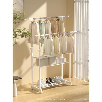 晾衣架落地雙桿式伸縮不銹鋼室內陽臺曬衣架簡易涼衣架曬架掛衣架