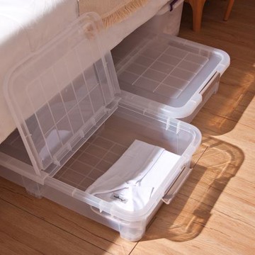 Mr.box  雙開掀蓋床底收納箱(附滑輪)-3入  多色可選