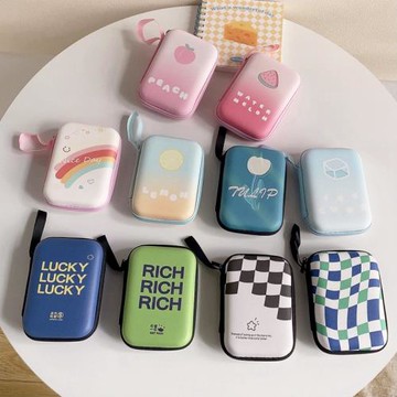 NUOPAISI手機移動電源硬盤數碼收納包CCD相機耳機數據線充電器卡通可愛收納盒掛繩U盤包防震零錢鑰匙便攜盒子