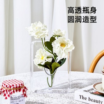 森活好室 相框花瓶 壓克力透明相框 直立花瓶 桌面花瓶 塑料花瓶 塑膠花瓶 透明花瓶 插花 綠植擺件
