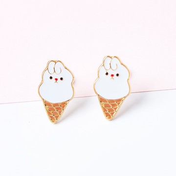 捲耳兔子 霜淇淋 ice cream for rabbit lover 耳環 耳夾