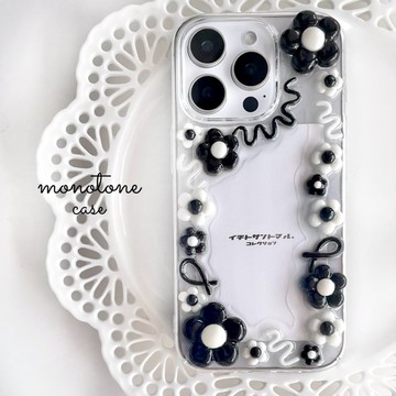 【期間限定】黑白配色的花朵iPhone手機殼