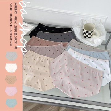 【BAshop】台灣現貨🌹高質感一片式無痕內褲❤復古小清新點點透氣冰絲一片式包臀彈性舒適內褲純棉褲檔內褲#2311439