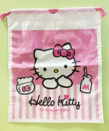 【震撼精品百貨】凱蒂貓_Hello Kitty~日本SANRIO三麗鷗 KITTY 縮口收納袋/化妝袋-牛奶#18017