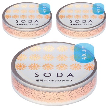 KING JIM HITOTOKI SODA 透明PET卷狀膠帶 10mm x 4m  雛菊  3個
