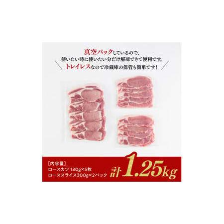 ふるさと納税 ロースカツ・スライスセット1.25kg【 豚肉 豚 肉 豚 国産豚肉 宮崎県産豚肉 ロースカツ 豚肉ローススライス 豚 ロース.. 宮崎県川南町