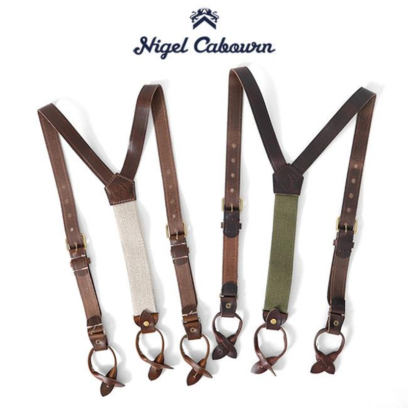 Nigel Cabourn ナイジェルケーボン クロムエクセルレザー サスペンダー ...