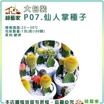 【綠藝家】大包裝P07.仙人掌(多年生) 1克(約100顆) 仙人掌 多肉植物 多肉栽種 易栽種 仙人掌 沙漠植物