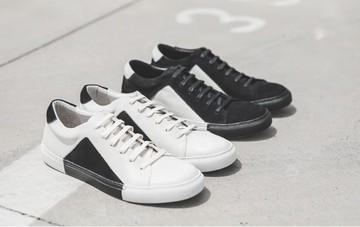 FINDSENSE MD 日系 高品質 時尚 潮 男 黑白 三角形 拼色 真皮 綁帶 低跟休閒鞋 板鞋