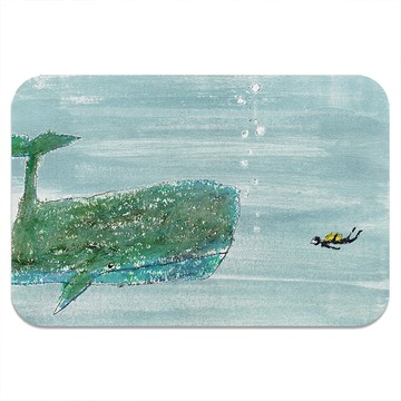 【怪獸】新銳設計師 10秒頂吸 軟式珪藻土吸水地墊 DUCKY SHEN (60x40cm) -Whale