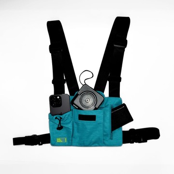 【寶特瓶紗】台灣製防潑水多功能工裝背心包-氣泡藍