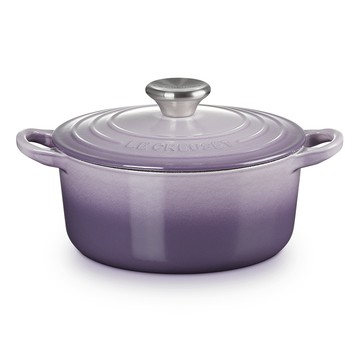 LE CREUSET 琺瑯鑄鐵鍋圓鍋 18cm (藍鈴紫-鋼頭-內鍋白)