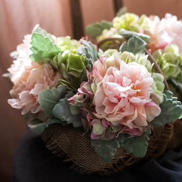 掬涵 牡丹繡球花 花束花球小把束 仿真花裝飾花藝套裝茶幾餐桌