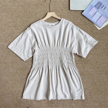 日單Class……女士A字裙擺設計系褶短袖T恤