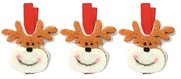 麋鹿夾子(3入)，聖誕節/聖誕佈置/聖誕掛飾/聖誕裝飾/聖誕吊飾/聖誕花材，X射線【X077306】