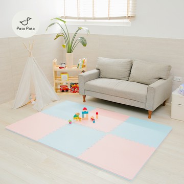 Pato Pato 雙色巧拼地墊 | 厚度2cm 6入提袋組 | 粉紅&天藍