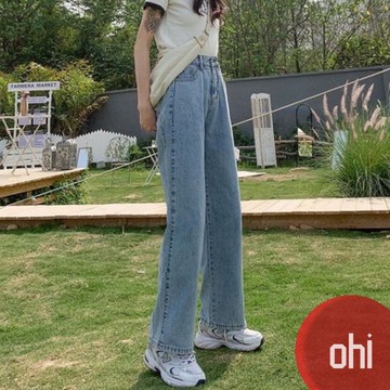 【ohi】『熱銷中』牛仔褲 直筒褲 長褲 牛仔褲女 高腰牛仔褲 牛仔寬褲 寬褲直筒牛仔褲 長褲女(GC979)