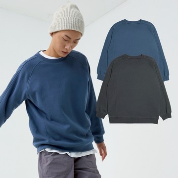 【ERSS】男裝 長袖 t恤 長袖上衣 大學t 厚T 個性 素面 灰藍【K60361】