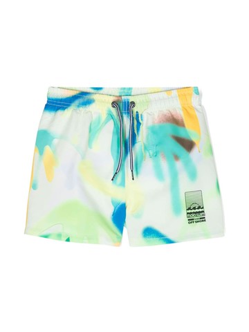 Molo - graffiti-print swim shorts - kids - Recycled Polyester/Nylon/Elastane - 98-104 - Green