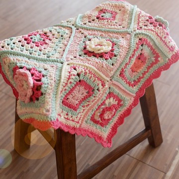 DIY材料包 毛線包 Manual純手工鉤花方格古董毯 毛線材料包