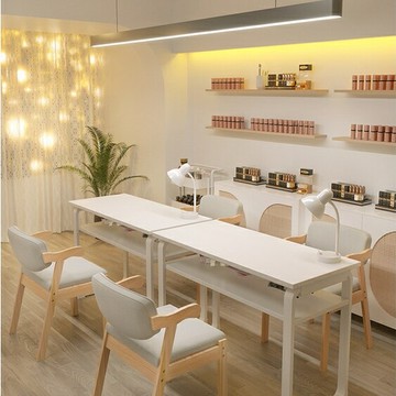 日式美甲桌子 原木色美甲臺 簡約美甲店長桌 網紅ins風經濟型美甲桌椅套裝 桌椅組合 桌子