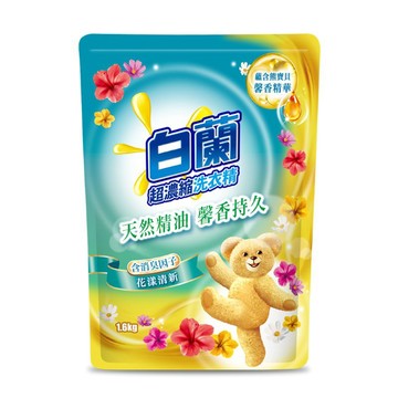 [箱購] 白蘭含熊寶貝花漾清新洗衣精補充包1.6Kg公斤 x 6Bag包