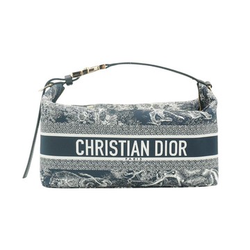 Dior Travel Nomad 緹花帆布老虎印花圖藤中型手拿包(藍)