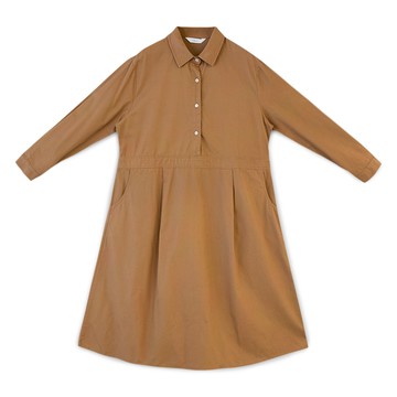 絨面半開襟洋裝  咖啡F