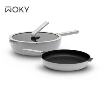 【WOKY 沃廚】Ticera系列哈哈鍋2.0雙鍋組-26cm淺煎+28cm深煎
