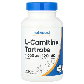 Nutricost, L-肉鹼酒石酸鹽，1000 毫克，120 粒膠囊（每粒膠囊 500 毫克）