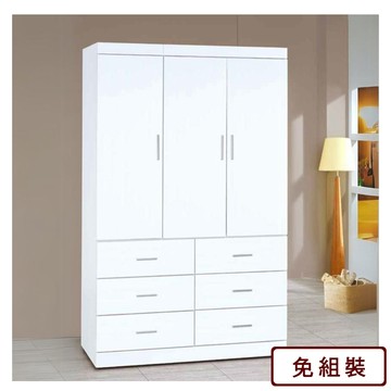 AS 有西純白4×7尺衣櫥-內附鏡-119.5*58*198cm