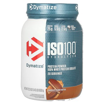 Dymatize, ISO100® Hydrolyzed，全分離乳清蛋白，巧克力花生醬，1.43 磅（650 克）