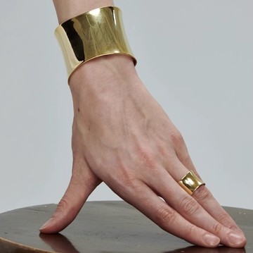 歐美弧形寬版光面手鐲開口輕奢女士手環女性流行飾品【聚物優品】