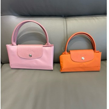 Longchamp 全新現貨開發票 LE PLIAGE GREEN 手提包S橙色 再生帆布