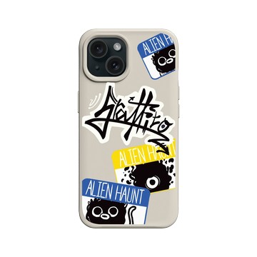 iPhone 15 SolidX 貝殼灰 - Graffiti / 街頭塗鴉 - 外星人出沒