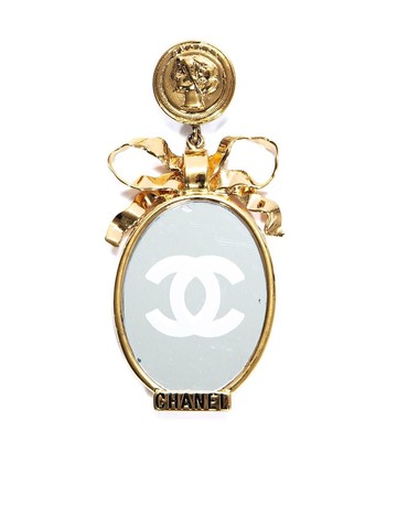 CHANEL Pre-Owned - 1990s Mademoiselle mirror brooch - women - Gold Plated - One Size