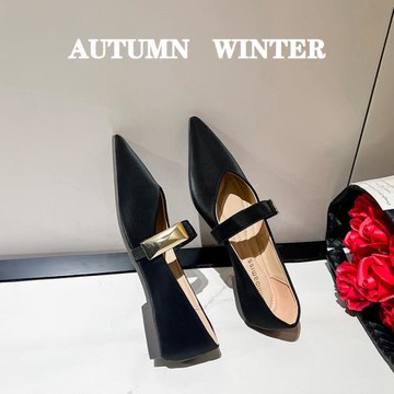 法式氣質尖頭平底鞋女淺口百搭溫柔風晚晚瓢鞋秋冬季女士軟底單鞋