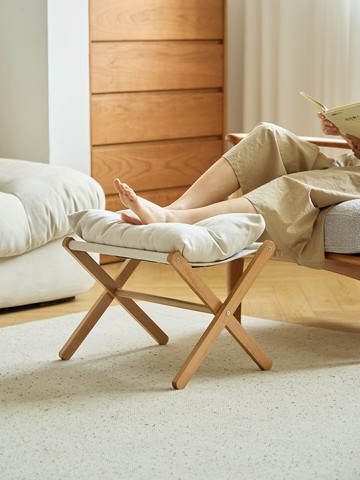 凳子  沙發腳踏辦公室午休擱腳凳躺椅腿托櫸木墊腳翹腿茶幾凳折疊換鞋凳