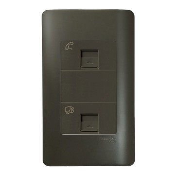 Schneider Electric 施耐德電機 ZENcelo系列 埋入式資訊網路/電話插座 鐵灰色  1個