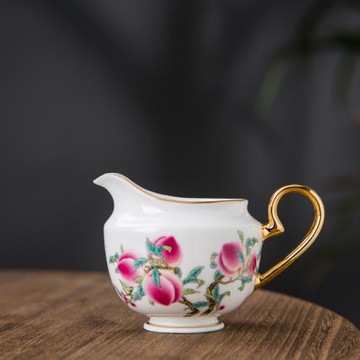 壽桃公道杯陶瓷茶具分茶器公杯家用仿古描金粉彩宮廷景德鎮陶瓷