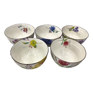 Minoya 美濃焼 吉祥飯碗 5入 陶瓷 日本製造 11cm  玫瑰  1組