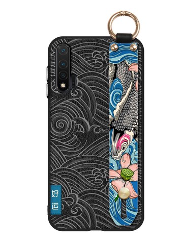 華為nova6se5g立體浮雕彩繪手機殼帶腕帶5pro個性創意支架一體攝像頭全包防摔5i保護套4e硅膠磨砂防滑硬殼