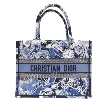 【二手名牌BRAND OFF】Dior 迪奧 藍色 刺繡帆布 Book Tote 托特包