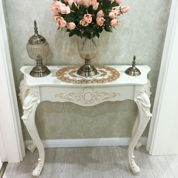 歐式玄關桌子玄關柜時尚靠墻桌子半圓玄關臺裝飾桌簡約門廳柜設計