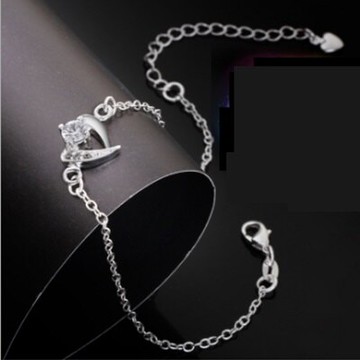 925純銀腳鍊鑲鑽銀飾-韓版創意獨特造型生日母親節禮物女飾品73ci22【獨家進口】【米蘭精品】