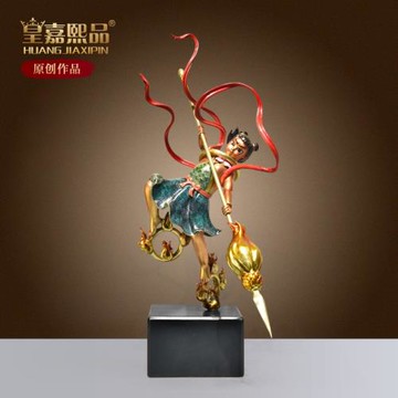 全銅哪吒三太子擺件哪咤魔童神像銅像中式客廳桌面擺件裝飾品禮品