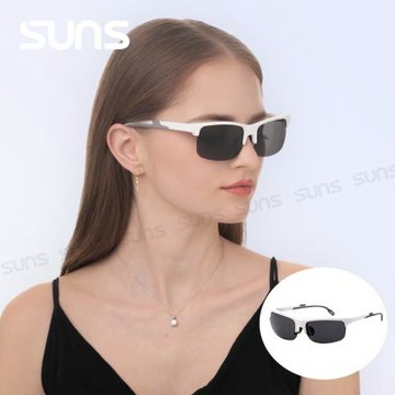 【SUNS】時尚休閒偏光墨鏡 酷炫白 Polarized駕駛墨鏡 男女適用 超輕盈18g 台灣製/防眩光/遮陽/抗UV400